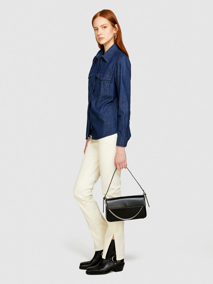 Camisa de jeans comfort fit - camisas para mulher - Azul-Escuro | Sisley image number 2